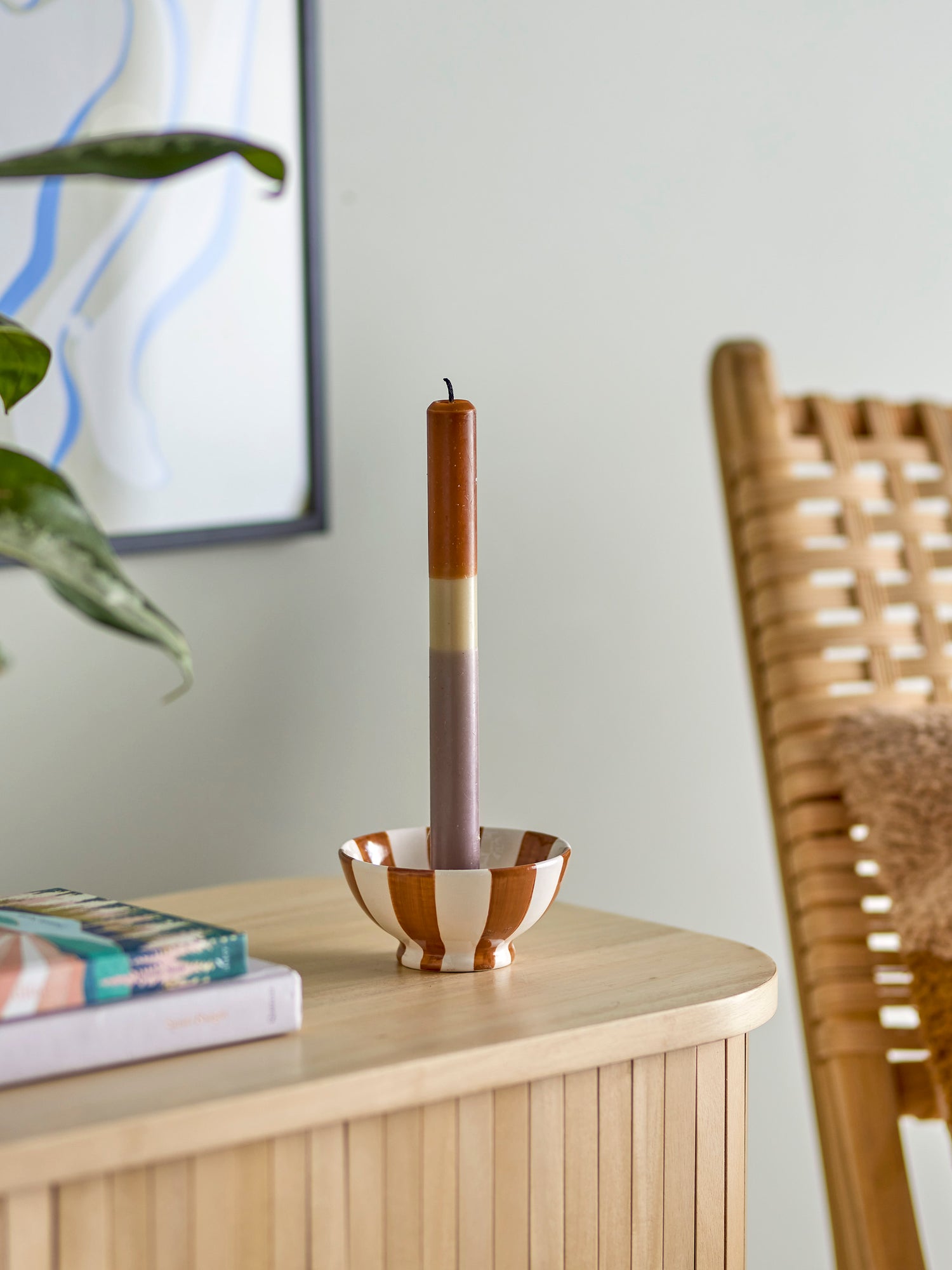 EJA Candlestick, Brown, Steinzeug