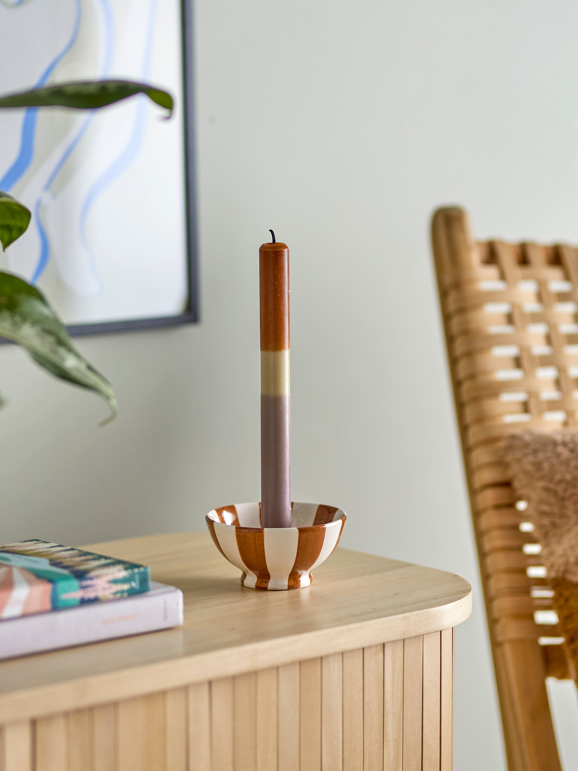 EJA Candlestick, Brown, Steinzeug