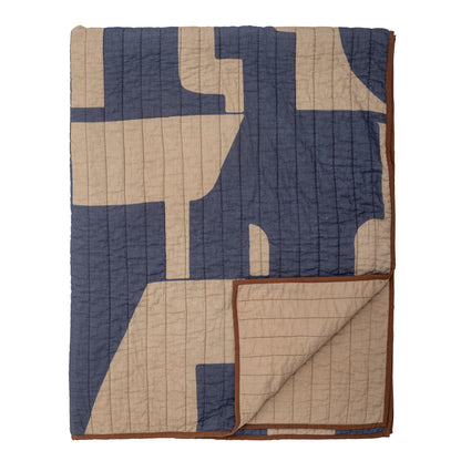 Bloomingville Roosi Quilt, blau, Baumwolle