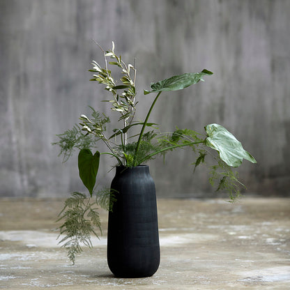 Hausarzt - Vase, Groove, Schwarz - H: 35 cm, Dia: 16 cm