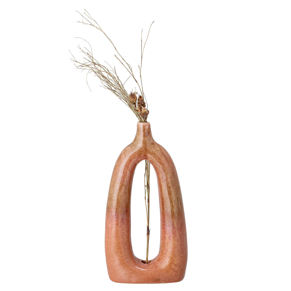 Bloomingville Baldrian Deko Vase, Orange, Steinzeug