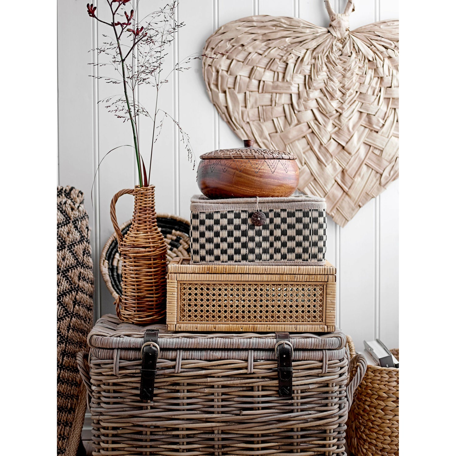 Bloomingville Lally Box mit Deckel, Natur, Rattan