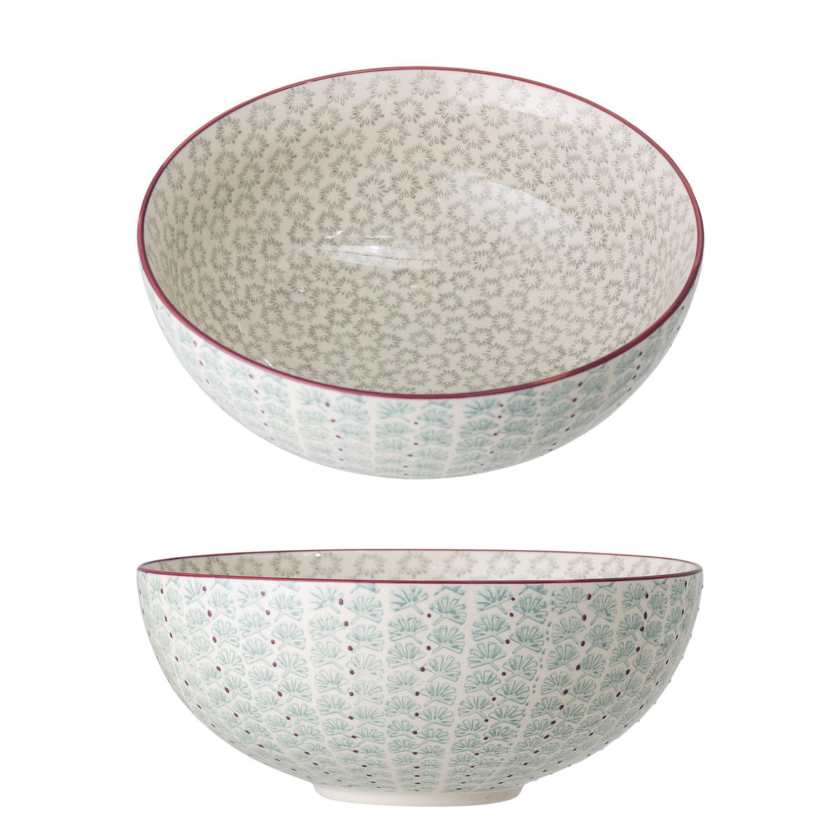 Bloomingville Maya Serving Bowl, Grün, Steinzeug