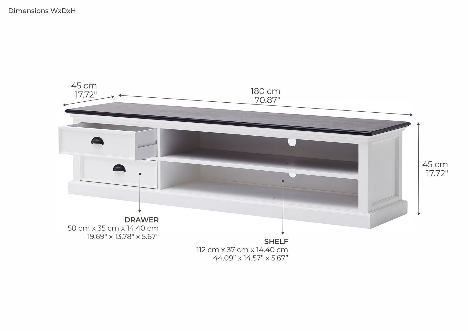 Halifax Contrast TV Bord med 2 skuffer 180.00 cm - NovaSolo - DesignGaragen.dk