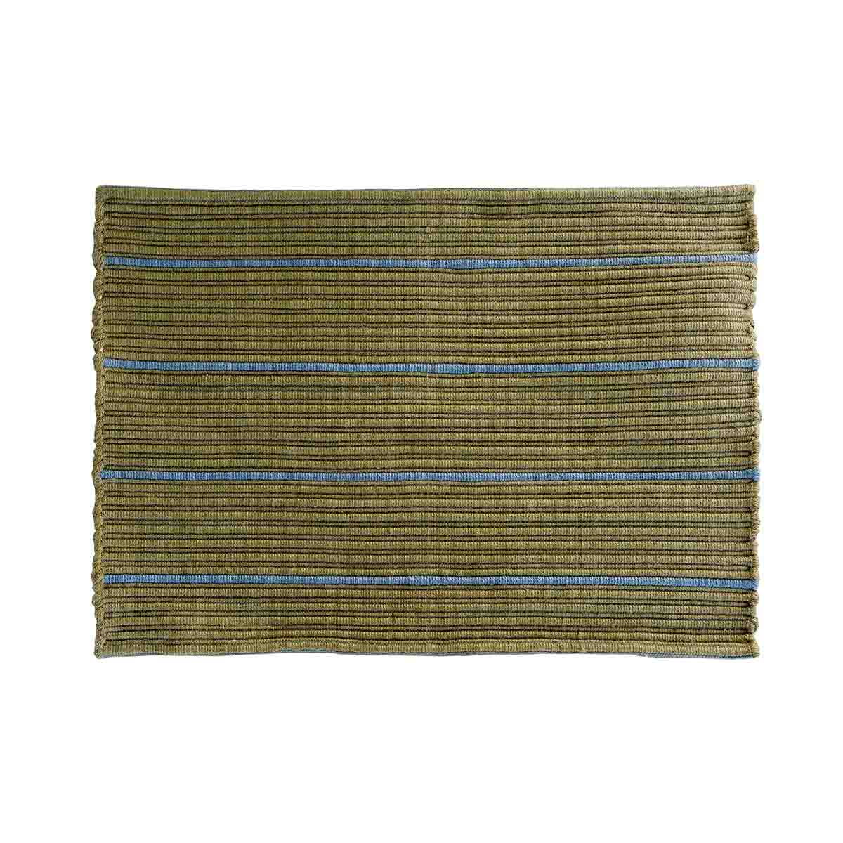 STRIPE dørmåtte 50x72 cm - olive/blå - genanvendt polyester - MOUD HOME - DesignGaragen.dk