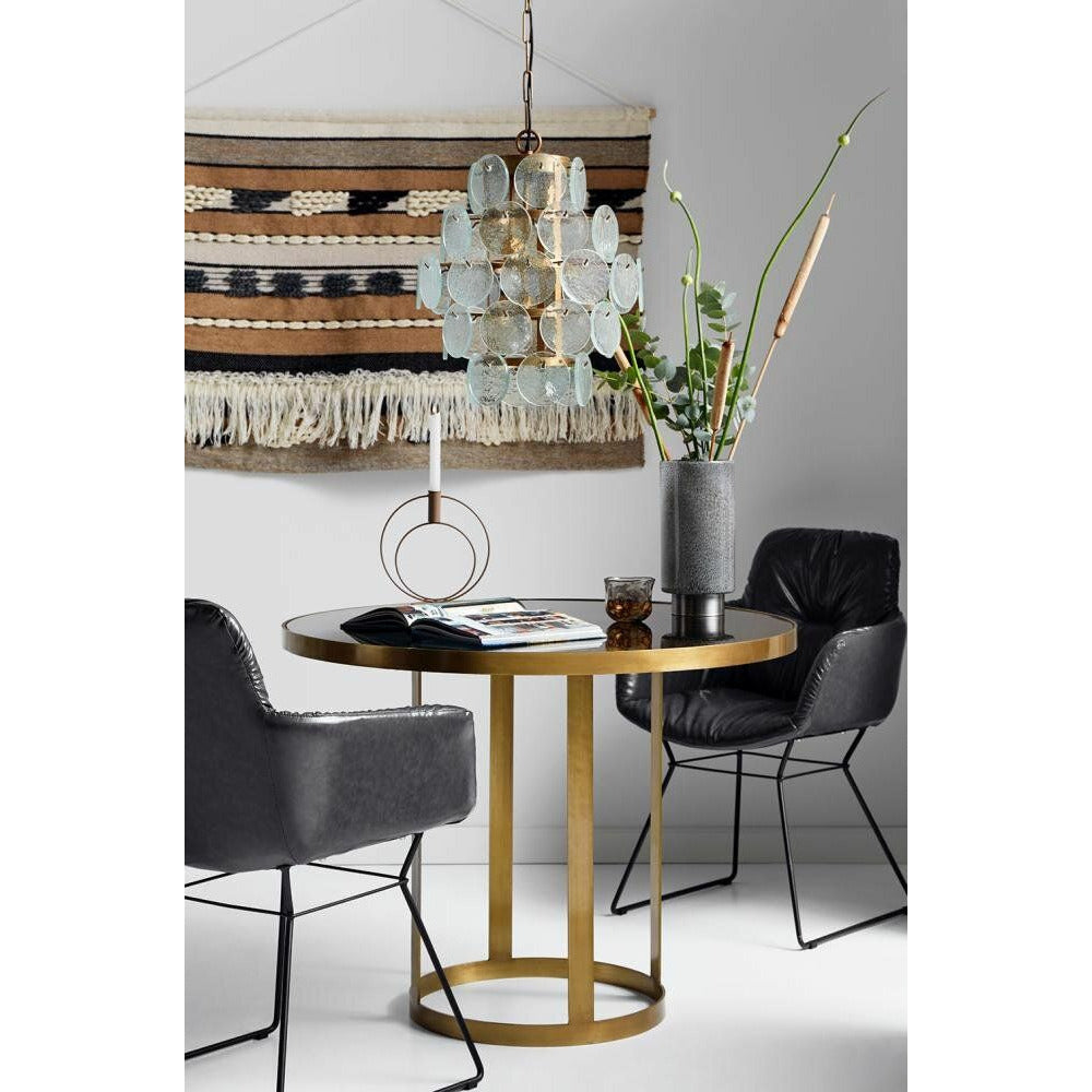 Nordal LUXURY runder Esstisch - ø100 cm - gold/schwarzes Glas