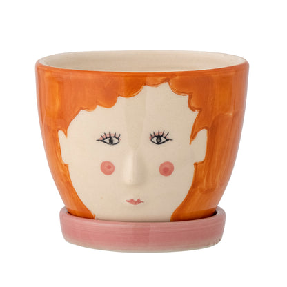 Bloomingville Mini - Jaya Herbal Pot mit Untertasse, Orange, Steinzeug