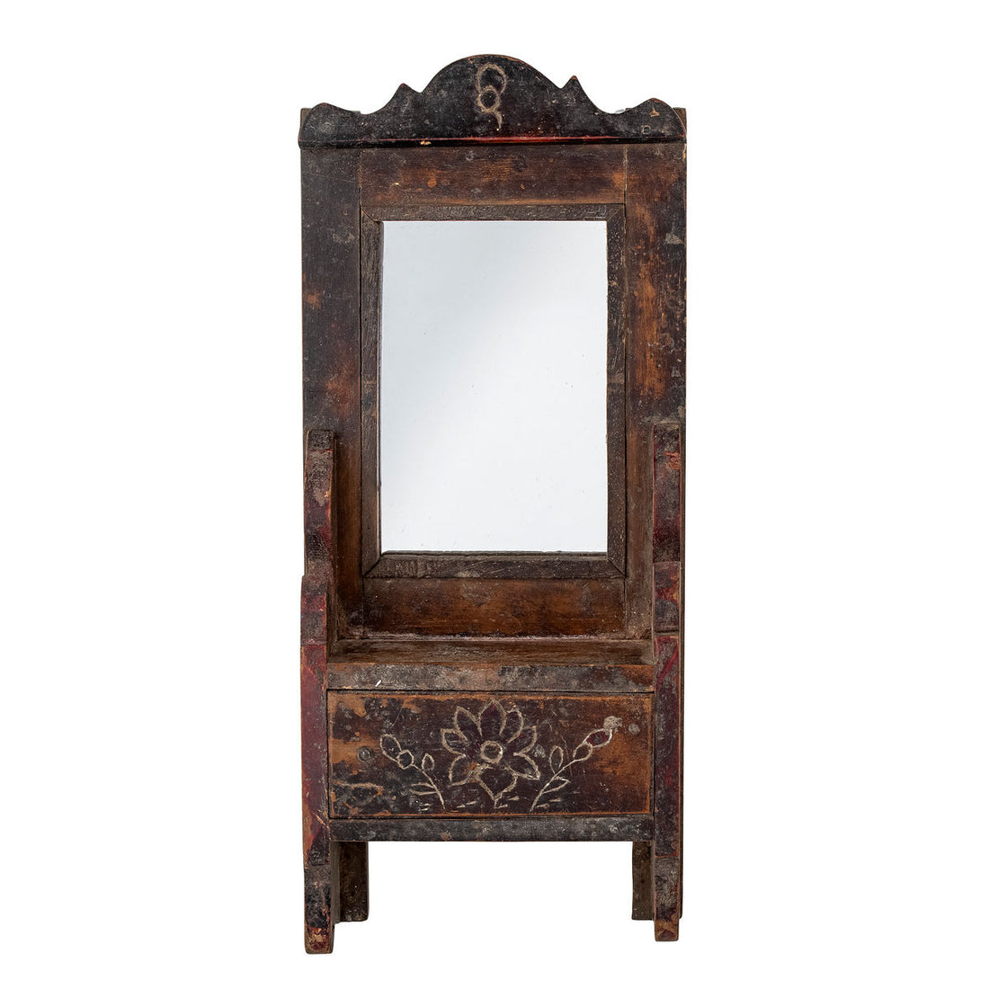 Kreative Kollektion Sehar Mirror M/Regal, braun, recyceltes Holz