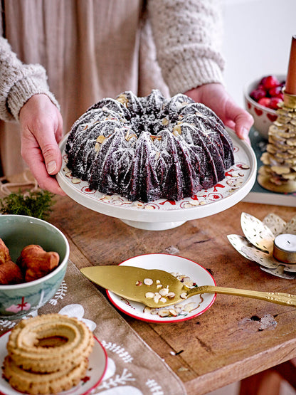 Bloomingville Jolly Cake Dish, rot, Steinzeug