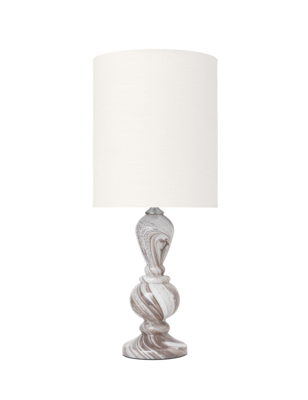 Gemütliche lebende Christine Glasslampe - Taupe Swirl W. Gertrud Elfenbein Schatten