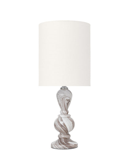 Gemütliche lebende Christine Glasslampe - Taupe Swirl W. Gertrud Elfenbein Schatten