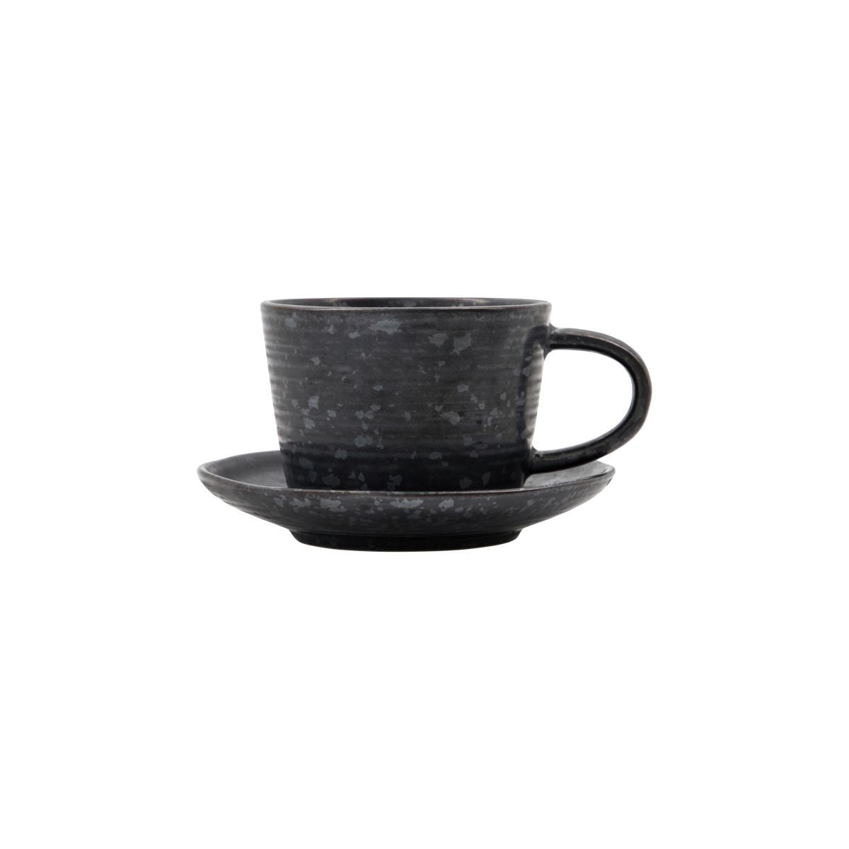 Tasse mit Untertasse, Hdpion, Schwarz/Braun